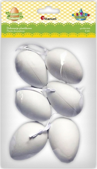 Picture of Titanum Zawieszki plastikowe jajka 40x60mm biae 6szt