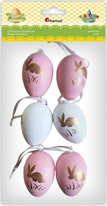 Attēls no Titanum Zawieszki plastikowe jajka 40x60mm róowe 6szt