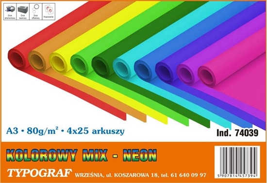 Picture of Typograf PAPIER TYPOGRAF A3/80 G NEON 25 X 4 KOLORY (100)