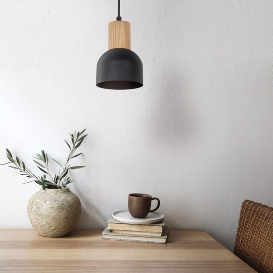 Изображение Lampa wiszca TKKRYWULT TK Lighting Cairo 4894 lampa wiszca zwis 1x15W E27 czarna/drewniana