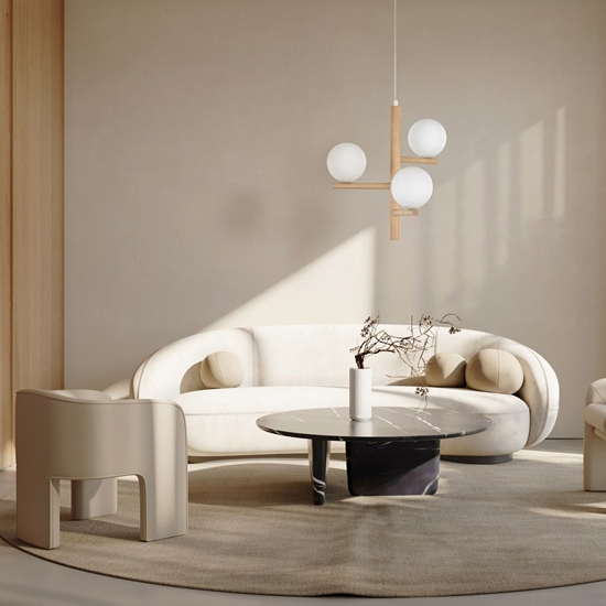 Изображение Lampa wiszca TKKRYWULT TK Lighting Estera 6799 lampa wiszca zwis 3x6W G9 drewniana/biaa