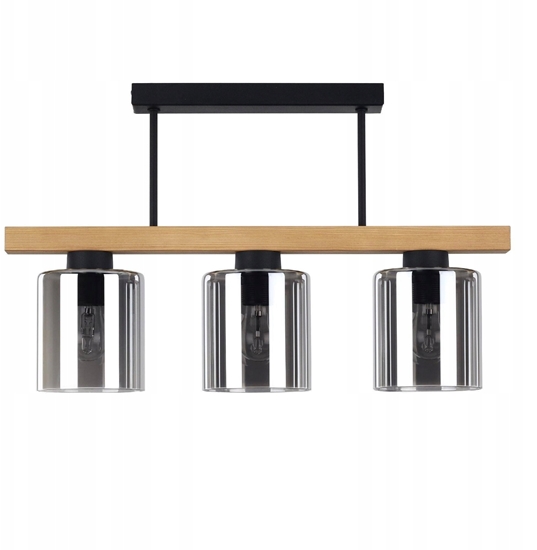 Изображение Lampa wiszca TK Lighting Norman 10193 plafon lampa sufitowa 3x15W E27 drewniany czarny