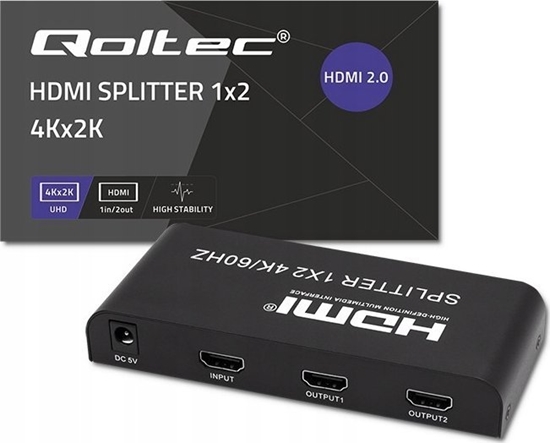 Picture of TM Rozdzielacz aktywny Qoltec Splitter 2 x HDMI 4K x 2K | 6Gb/s | 60Hz