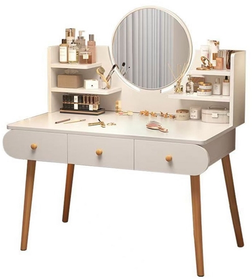 Изображение Toaletka Kosmetyczna Z Lustrem Trzy Szuflady Biaa 100x40x120cm LEAN