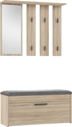 Изображение Topeshop GARDEROBA WIESZAK LUSTRO SZAFKA NA BUTY PARMA DB SONOMA