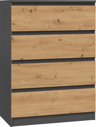 Изображение Topeshop KOMODA SZAFKA REGA 4 SZUFLADY M4 ANTRACYT / DB ARTISAN