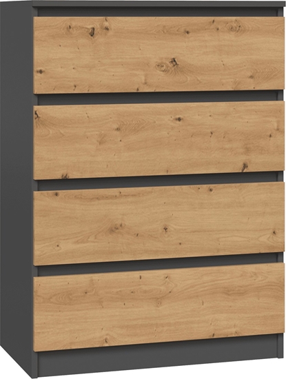 Изображение Topeshop KOMODA SZAFKA REGA 4 SZUFLADY M4 ANTRACYT / DB ARTISAN