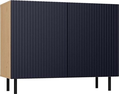 Изображение Topeshop Komoda z ryflowanymi frontami, 100x40x78 cm, db artisan, granatowy
