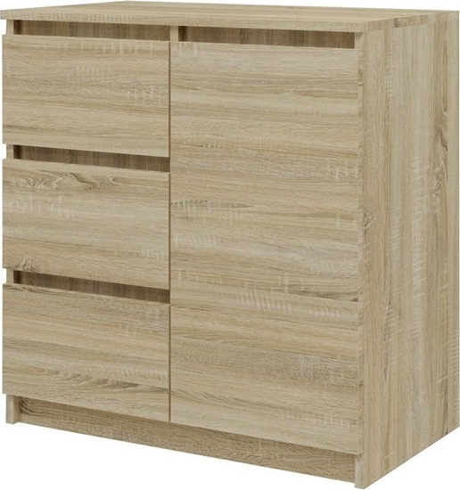 Изображение Topeshop Komoda z szufladami, 1D3S, 80x40x75 cm, db sonoma, mat