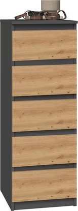 Изображение Topeshop Komoda, szafka do sypialni, W5, 40x45x111 cm, antracyt, db artisan, mat