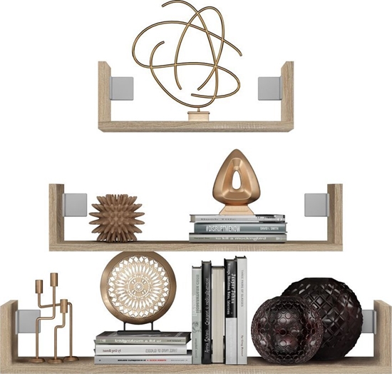 Изображение Topeshop Komplet 3x póki wiszce, cienne, Mobi 3P, db sonoma, mat