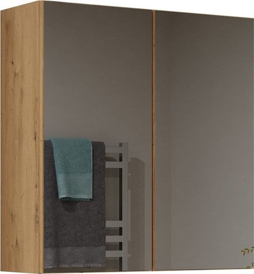 Picture of Topeshop Szafka azienkowa, wiszca, lustro, Pola, 60x22x60 cm, db artisan, mat