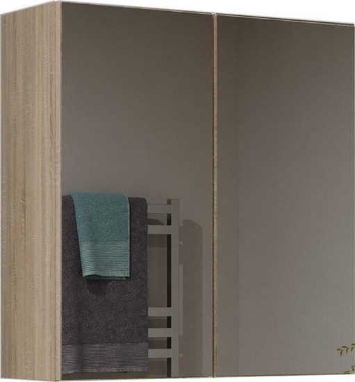 Picture of Topeshop Szafka azienkowa, wiszca, lustro, Pola, 60x22x60 cm, db sonoma, mat