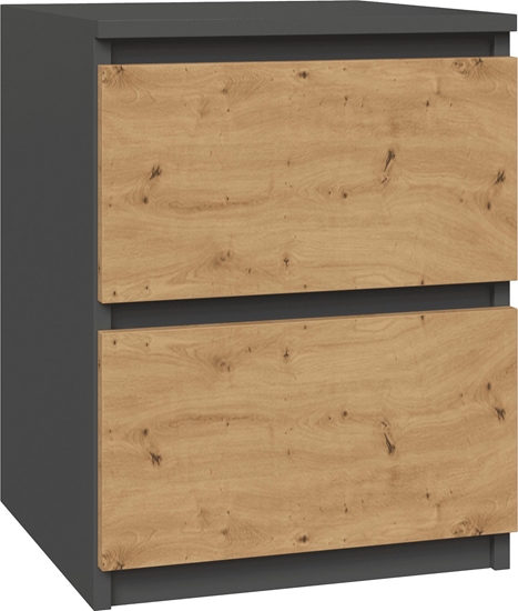 Picture of Topeshop SZAFKA STOLIK NOCNY 2 SZUFLADY W2 ANTRACYT / DB ARTISAN