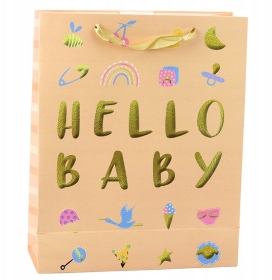 Picture of Torba Prezentowa Dla Dziecka Hello Baby Brzoskwiniowa 32 x 26 x 10cm