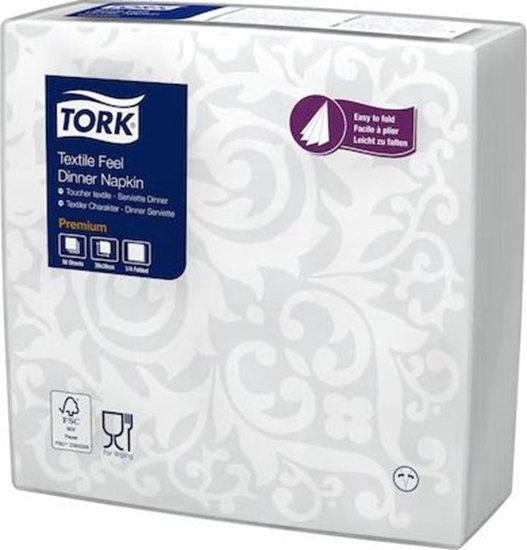 Picture of Tork Tork - Serwetki imitujce tkanin, bankietowe, ekstra mikkie, 1-warstwowe, premium - Biae