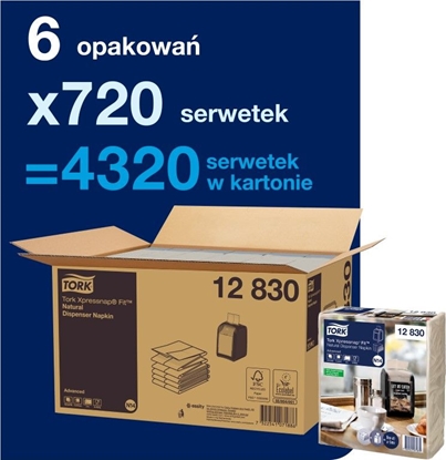 Picture of Tork Xpressnap Fit - Serwetki dyspenserowe, N14, 2-warstwy, advanced - Naturalne