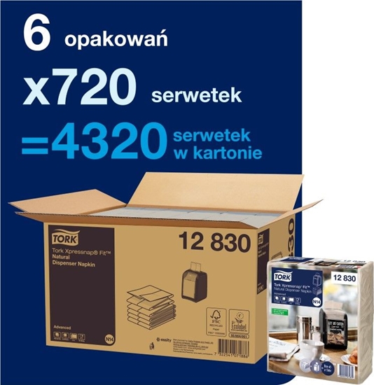 Picture of Tork Xpressnap Fit - Serwetki dyspenserowe, N14, 2-warstwy, advanced - Naturalne