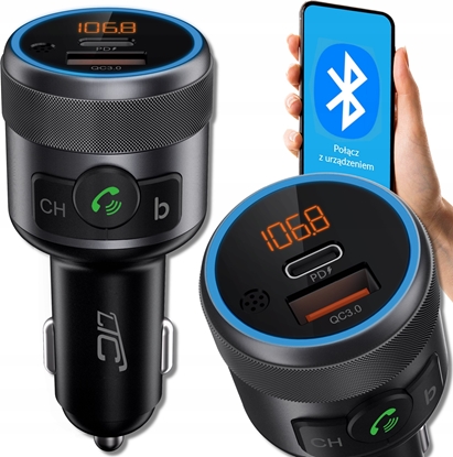 Attēls no Transmiter FM LTC PS LTC TRANSMITER BLUETOOTH V5.1 DC12-24V,Output: QC3.0 + PD 20W Fast Charging