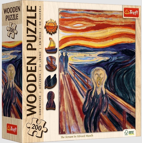 Изображение Trefl Puzzle Drewniane Krzyk, Edvard Munch 200 elementów (20252)