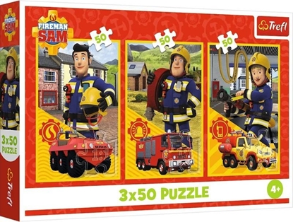 Изображение Trefl Puzzle Straak Sam - Ekipa z remizy 3x50 elementów (34880)