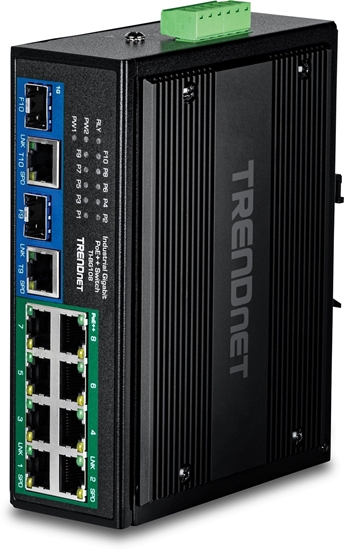 Picture of TRENDnet 10-Port Industrial Gigabit 400W PoE++ DIN-Rail Swit
