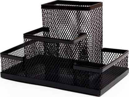 Picture of Tres PRZYBORNIK NA BIURKO METALOWY SIATKA 4 KOMORY 15,3x10,2x10cm 4A Z3318 CZARNY