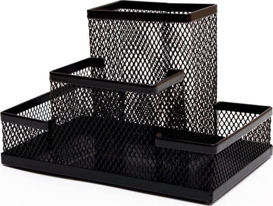 Picture of Tres PRZYBORNIK NA BIURKO METALOWY SIATKA 4 KOMORY 15,3x10,2x10cm 4A Z3318 CZARNY