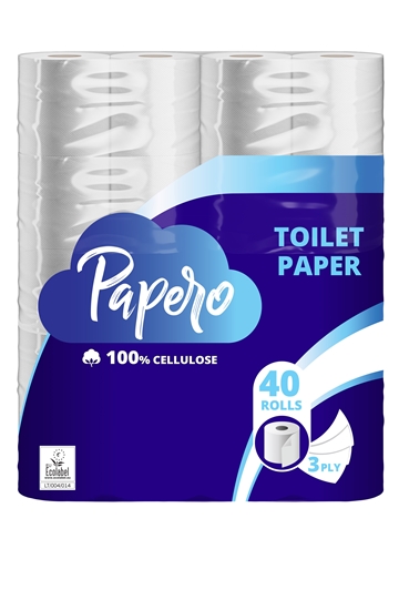 Picture of Tualetes papīrs PAPERO, 3 slāņi, 12.76 m, 116 loksnes, 40 ruļļi