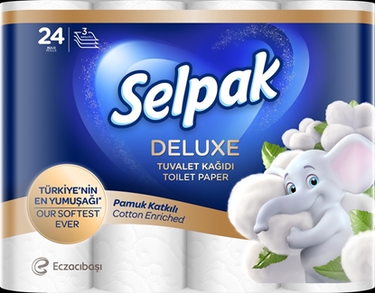 Picture of Tualetes papīrs SELPAK Deluxe Cotton, 3 slāņi, 15.6m, 130 loksnes, 24 ruļļi