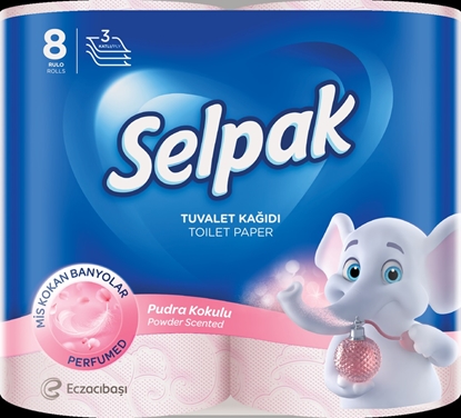 Picture of Tualetes papīrs SELPAK Powder 3 slāņi, 18,6m, 140 loksnes, 8 ruļļi