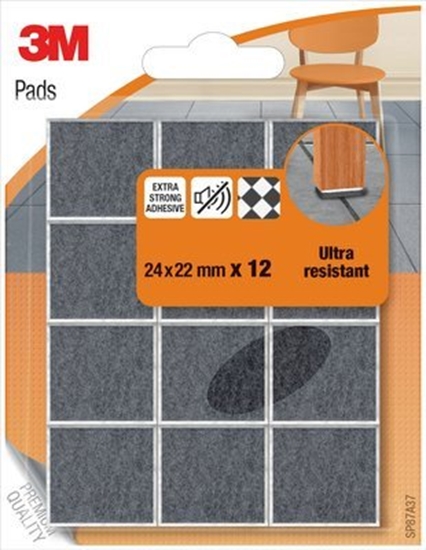 Picture of Ultra odporne podkadki filcowe SCOTCH, kwadrat, 24x22mm, 12 szt., czarne