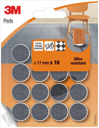 Изображение Ultra odporne podkadki filcowe SCOTCH, okrge, 17mm, 16 szt., czarno-biae