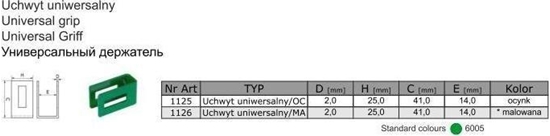 Picture of UN UCHWYT UNIWERSALNY MALOWANY 1126 ZIELONY