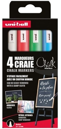Attēls no Uni Chalk marker sæt 4 stk PWE5 ( white, red, green, blue)