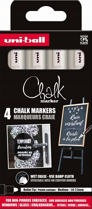 Attēls no Uni Chalk marker sæt 4 stk PWE5 (4xwhite)