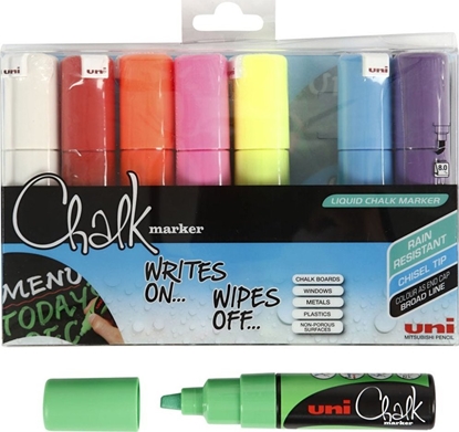 Picture of UNIBALL Kridtmarker Uni-ball, skrå, etui a 8 farver