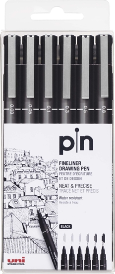 Picture of UNIBALL Uni - Fineliner 0.03-0.8 mm - Black (6 pcs) (401230) /Arts and Crafts