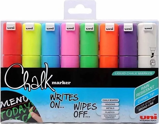 Picture of UNIBALL Uni Chalk marker sæt med 4 stk PWE-8K