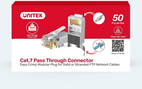 Picture of Unitek Wtyk modularny Pass-Through RJ45 Cat. 7, 50szt.