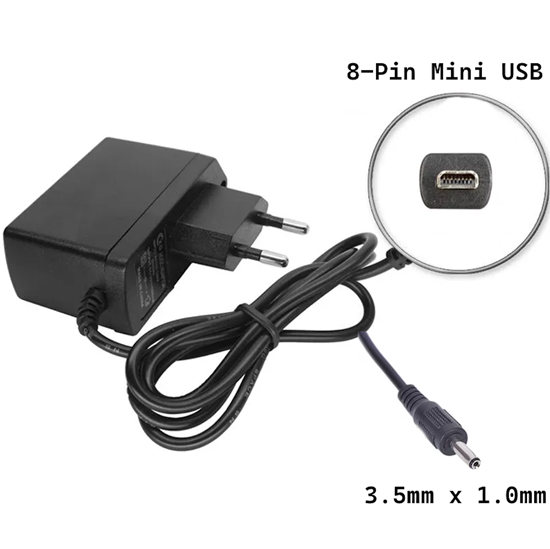Picture of Universāls maiņstrāvas lādētājs K-F11 2 in 1 - 8 Pin Mini USB UC-E6 UC-E16 UC-E17 + 3,5 mm X 1,00 mm Nokia 6230 5V 1A