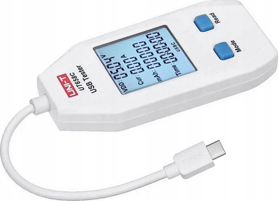 Picture of USB C testeris suderinamas su QC1.0/ 2.0/ 3.0/ 4.0 protokolais,  0~99999mAh; 0~1000Wh; 1~480?, 4~24VDC, 0.05~5ADC, UNI-T