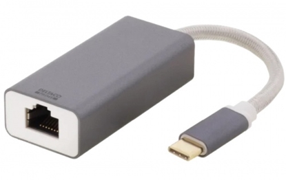 Picture of USB-C network adapter, Gigabit, 1xRJ45, 1xUSB-C male, aluminum, space gray DELTACO / USBC-GIGA4