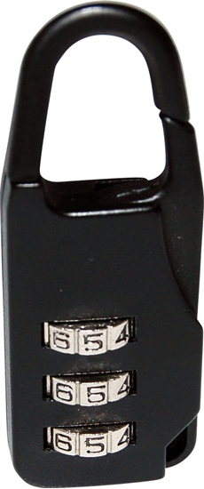 Picture of Usorteret Bagagekodel?s - karabin Med 3 skiverFarve: Sort M?l: 58,4 x 22,2 x 9,7 mm.N?glekombinationer: 1.000