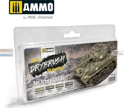 Attēls no Vallejo Ammo: DIO Drybrush Paint - Set Green Colors
