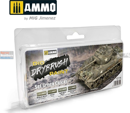Picture of Vallejo Ammo: DIO Drybrush Paint - Set Green Colors