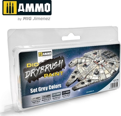 Attēls no Vallejo Ammo: DIO Drybrush Paint - Set Grey Colors