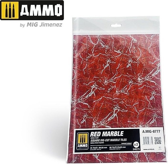 Picture of Vallejo Ammo: Red Marble - Square Die-Cut Marble Tiles (2)