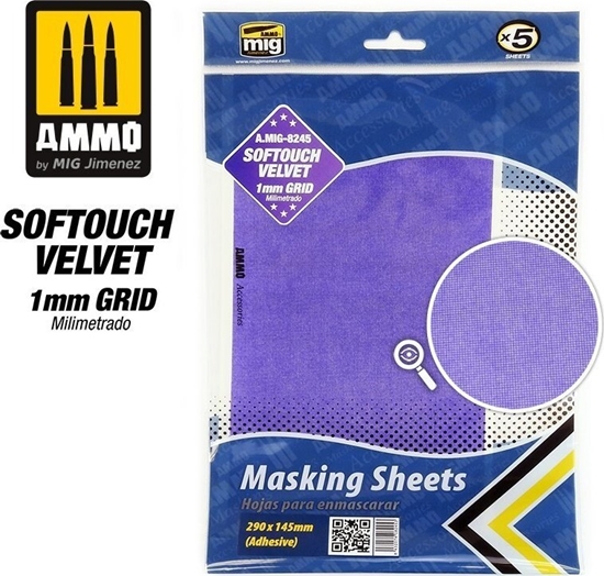 Picture of Vallejo Ammo: Softouch Velvet Masking Sheets - 1 mm Grid - Adhesive (290 x 145 mm) (5)