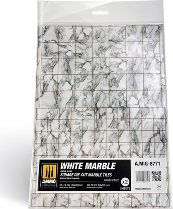 Attēls no Vallejo Ammo: White Marble - Square Die-Cut Marble Tiles (2)